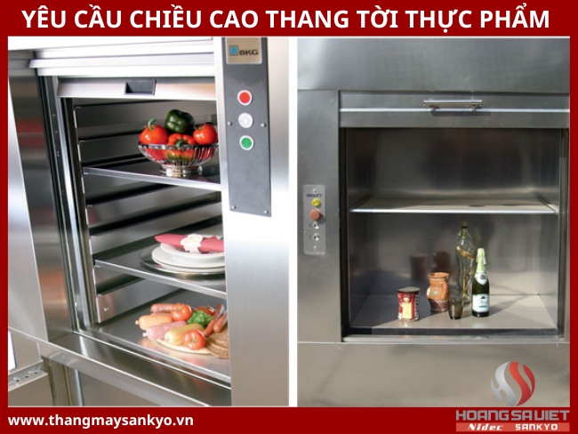 Yêu cầu chiều cao của thang máy tời hàng Yêu cầu chiều cao của thang máy tời hàng