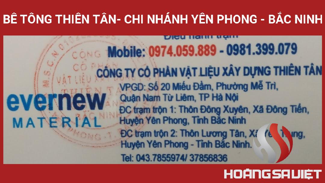 Bê Tông THIÊN TÂN- Chi Nhánh Yên Phong - Bắc Ninh Bê Tông THIÊN TÂN- Chi Nhánh Yên Phong - Bắc Ninh